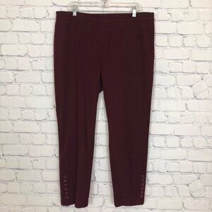 Talbots Chatham Pant SIze 16 Maroon Cotton Blend Stretch Side Zip